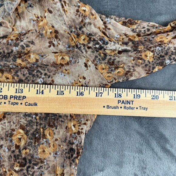 Vintage Y2K Forever 21 Lace-Up Front Sheer Blouse Boho Floral SZ Medium RARE - Picture 6 of 8